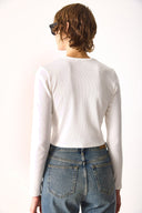 4lü Siyah Fildişi Kadın Maria Uzun Kollu Crop Tişört