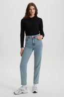 Kadın Maria Vintage Med Blue Slim Mom Jean Pantolon - Vintage Med Blue