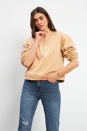 Kadın Marina Yarım Fermuarlı Pamuklu Sweatshirt - Bej