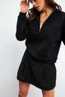 Kadın Marina Yarım Fermuarlı Pamuklu Sweatshirt - Siyah