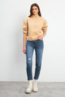 Kadın Marina Yarım Fermuarlı Pamuklu Sweatshirt - Bej