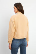 Kadın Marina Yarım Fermuarlı Pamuklu Sweatshirt - Bej