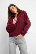 Kadın Marina Yarım Fermuarlı Pamuklu Sweatshirt - Bordo
