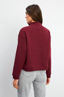 Kadın Marina Yarım Fermuarlı Pamuklu Sweatshirt - Bordo