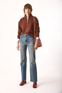 Kadın Marina Yarım Fermuarlı Sweatshirt %100 Pamuk - Kahverengi