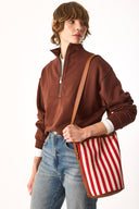 Kadın Marina Yarım Fermuarlı Sweatshirt %100 Pamuk - Kahverengi