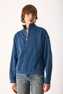 Kadın Marina Yarım Fermuarlı Sweatshirt %100 Pamuk - Navy