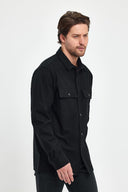 Erkek Mark Regular Fit Süet Dış Gömlek - Siyah