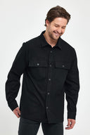 Erkek Mark Regular Fit Süet Dış Gömlek - Siyah