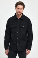 Erkek Mark Regular Fit Süet Dış Gömlek - Siyah