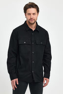 Erkek Mark Regular Fit Süet Dış Gömlek - Siyah