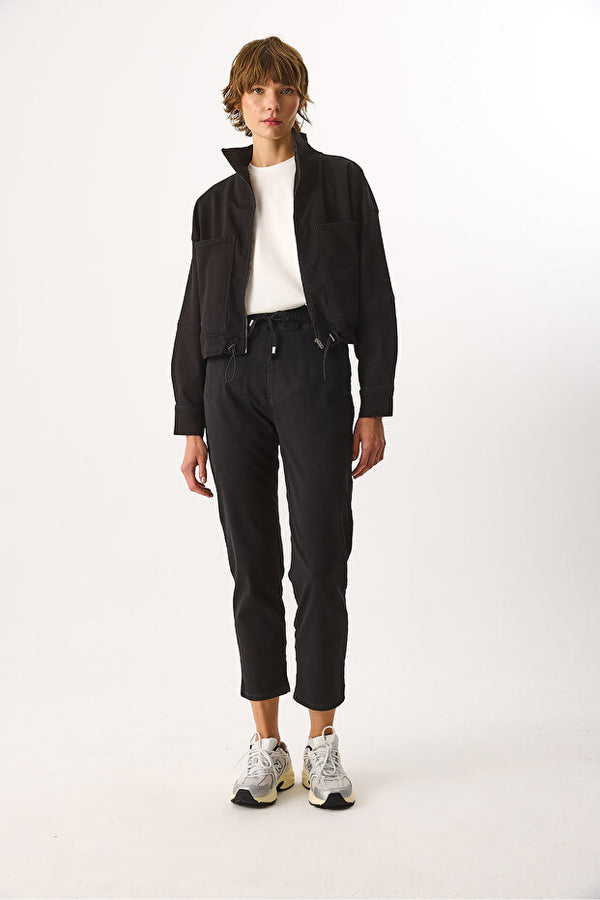 Marla Black Oversize Jean Ceket - BLACK
