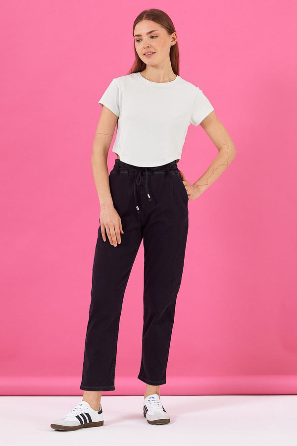 Kadın Marla Black Yüksek Bel Slouchy Jogger Pantolon - Black