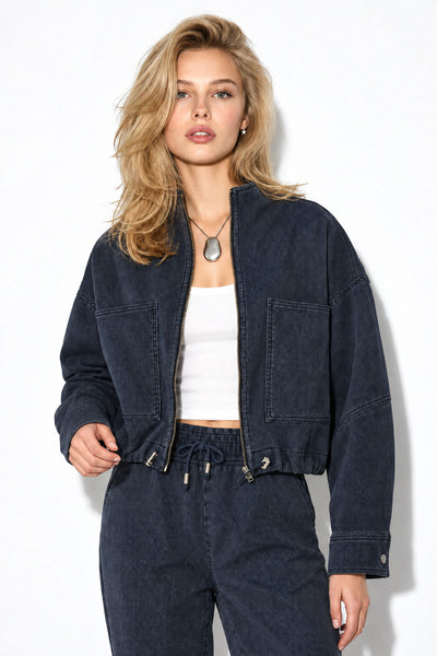 Marla Çizgili Oversize Jean Ceket-Indigo
