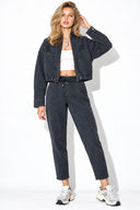 Marla Çizgili Oversize Jean Ceket-Indigo