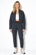 Marla Çizgili Oversize Jean Ceket-Indigo