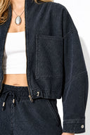 Marla Çizgili Oversize Jean Ceket-Indigo