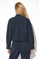 Marla Çizgili Oversize Jean Ceket-Indigo