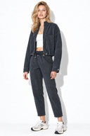 Marla Çizgili Oversize Jean Ceket-Indigo