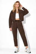 Marla Çizgili Oversize Jean Ceket-Kahverengi