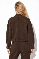 Marla Çizgili Oversize Jean Ceket-Kahverengi