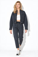 Marla Çizgili Yüksek Bel Slouchy Jogger Pantolon-Indigo