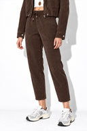 Marla Çizgili Yüksek Bel Slouchy Jogger Pantolon-Kahverengi