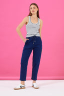 Kadın Marla Dark Blue Yüksek Bel Slouchy Jogger Pantolon - Dark Blue