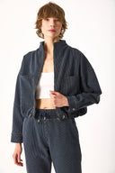 Kadın Marla İndigo Çizgili Oversize Jean Ceket - Indigo Çizgili