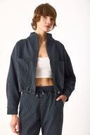 Kadın Marla İndigo Çizgili Oversize Jean Ceket - Indigo Çizgili