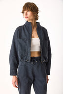 Kadın Marla İndigo Çizgili Oversize Jean Ceket - Indigo Çizgili