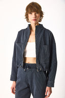 Kadın Marla İndigo Çizgili Oversize Jean Ceket - Indigo Çizgili