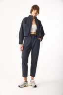 Kadın Marla İndigo Çizgili Yüksek Bel Slouchy Jogger Pantolon - Indigo Çizgili