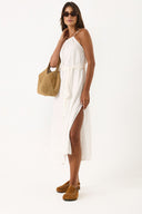Kadın Marmaris Boncuk Askılı Saten Elbise %100 Viskon - Fildişi