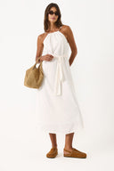 Kadın Marmaris Boncuk Askılı Saten Elbise %100 Viskon - Fildişi