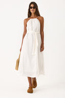 Kadın Marmaris Boncuk Askılı Saten Elbise %100 Viskon - Fildişi