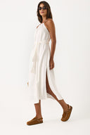 Kadın Marmaris Boncuk Askılı Saten Elbise %100 Viskon - Fildişi