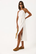 Kadın Marmaris Boncuk Askılı Saten Elbise %100 Viskon - Fildişi