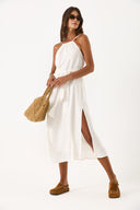 Kadın Marmaris Boncuk Askılı Saten Elbise %100 Viskon - Fildişi