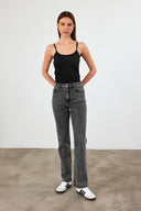 Kadın Marrakesh Black Straight Fit Jean Pantolon - Black