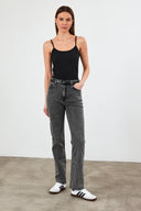 Kadın Marrakesh Black Straight Fit Jean Pantolon - Black