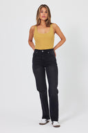 Kadın Marrakesh Black Yüksek Bel Straight Fit Jean Pantolon - Black