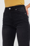 Kadın Marrakesh Black Yüksek Bel Straight Fit Jean Pantolon - Black