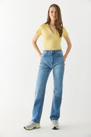 Kadın Marrakesh Dark Blue Yüksek Bel Straight Fit Jean Pantolon - Dark Blue