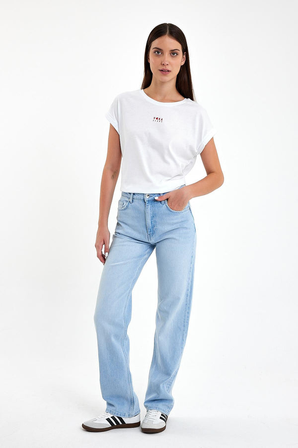 Kadın Marrakesh Ice Blue Yüksek Bel Straight Fit Jean Pantolon - Ice Blue