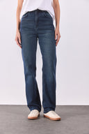 Kadın Marrakesh Premium Blue Black Yüksek Bel Straight Fit Jean Pantolon - Blue Black