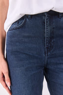 Kadın Marrakesh Premium Blue Black Yüksek Bel Straight Fit Jean Pantolon - Blue Black