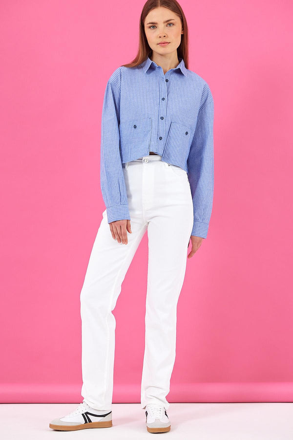 Kadın Marrakesh Yüksek Bel Straight Fit Beyaz Jean Pantolon - Beyaz