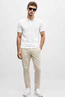 Martin Slim Fit Polo Yakalı Pike Tişört %100 Pamuk-Beyaz