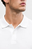 Martin Slim Fit Polo Yakalı Pike Tişört %100 Pamuk-Beyaz